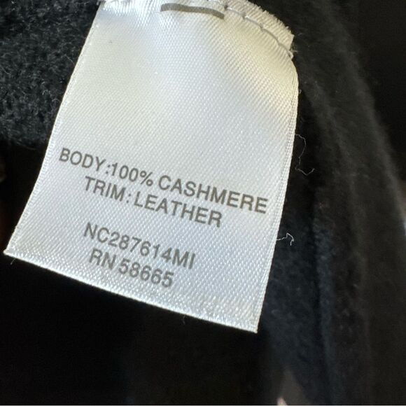 Nordstrom Leather Cashmere Black Open Front Long Cardigan Size Small - Picture 9 of 9